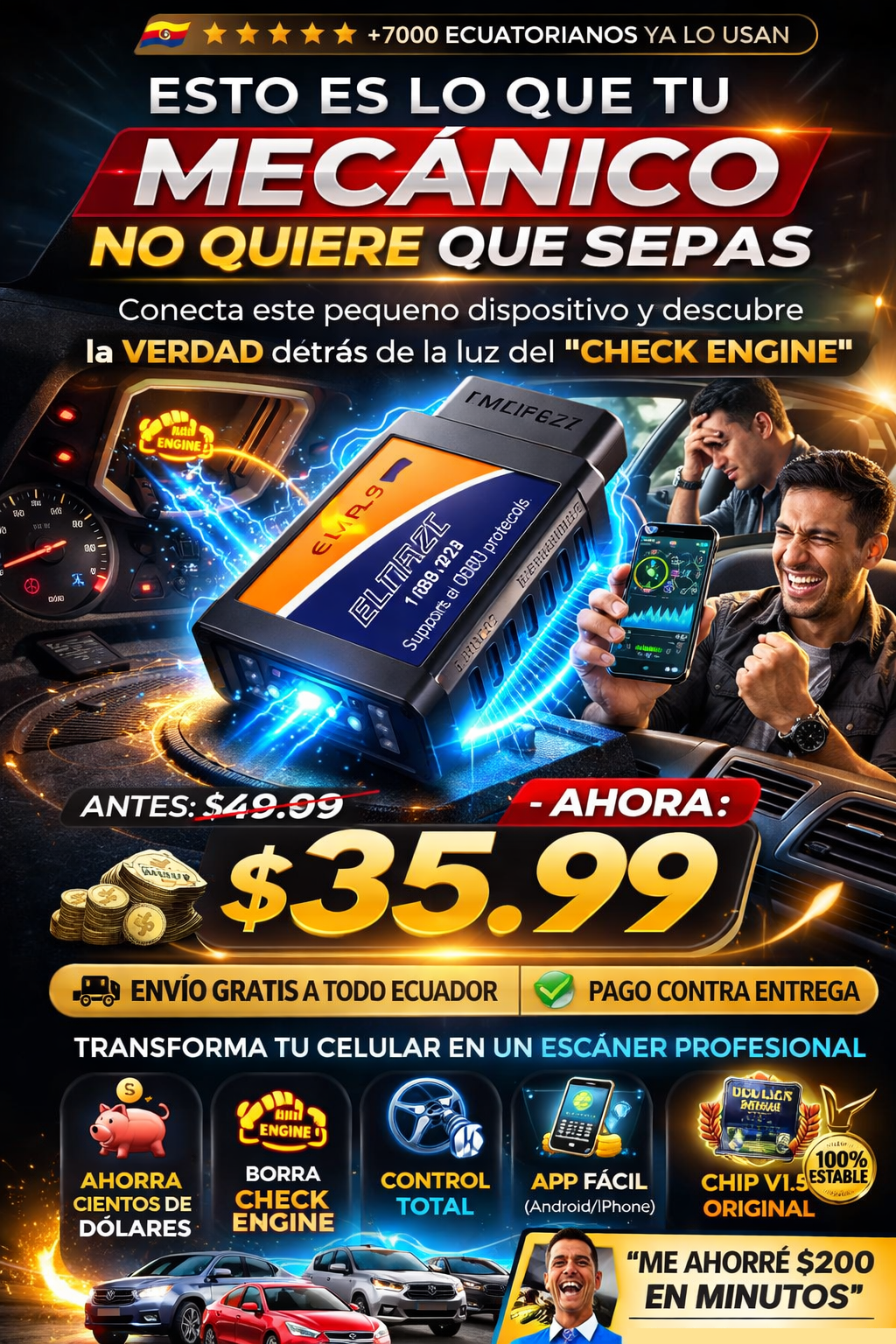 Escáner de Diagnóstico Automotriz OBD2Pro (Copia)
